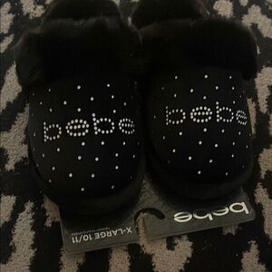 Bebe Black Sparkle Slippers for Indoor Elegance